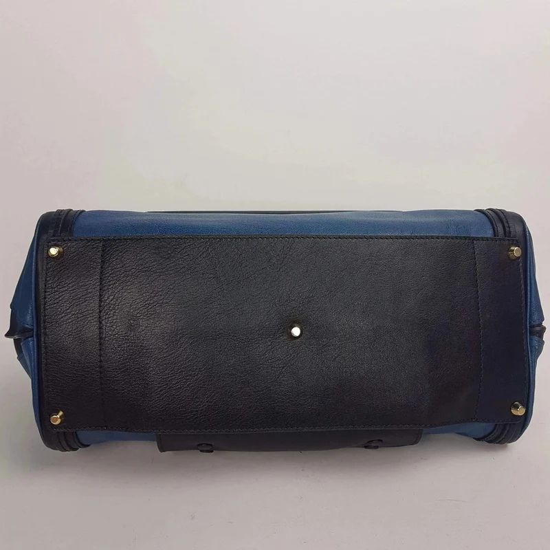 Chloe Blue/Black Leather Medium Alice Satchel Bag