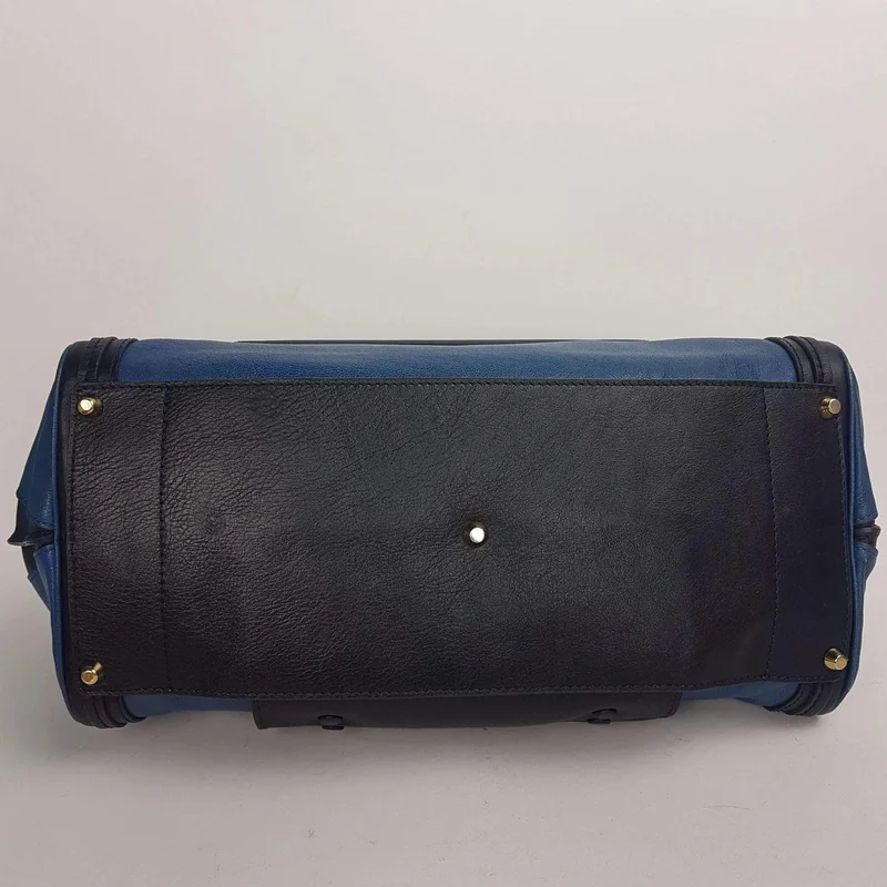 Chloe Blue/Black Leather Medium Alice Satchel Bag
