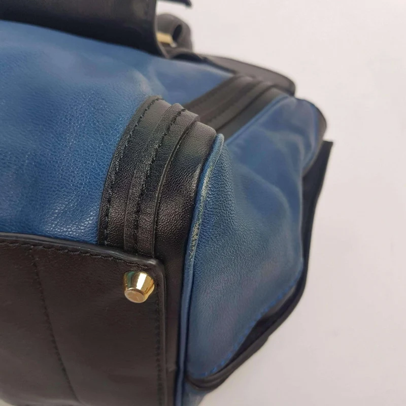 Chloe Blue/Black Leather Medium Alice Satchel Bag