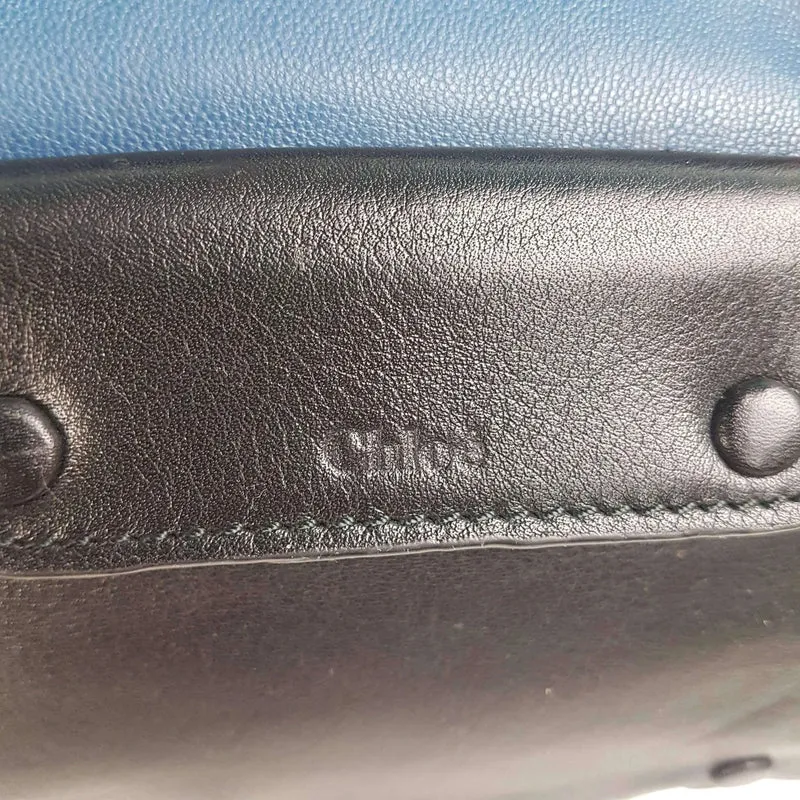 Chloe Blue/Black Leather Medium Alice Satchel Bag