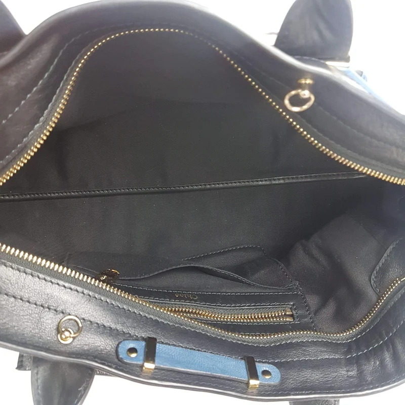 Chloe Blue/Black Leather Medium Alice Satchel Bag