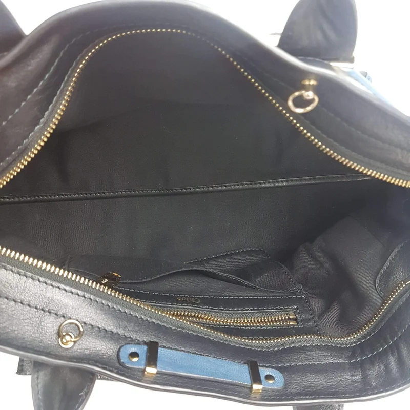 Chloe Blue/Black Leather Medium Alice Satchel Bag