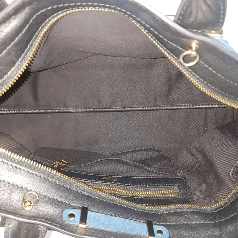 Chloe Blue/Black Leather Medium Alice Satchel Bag