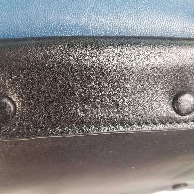 Chloe Blue/Black Leather Medium Alice Satchel Bag