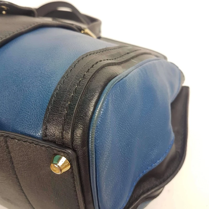 Chloe Blue/Black Leather Medium Alice Satchel Bag