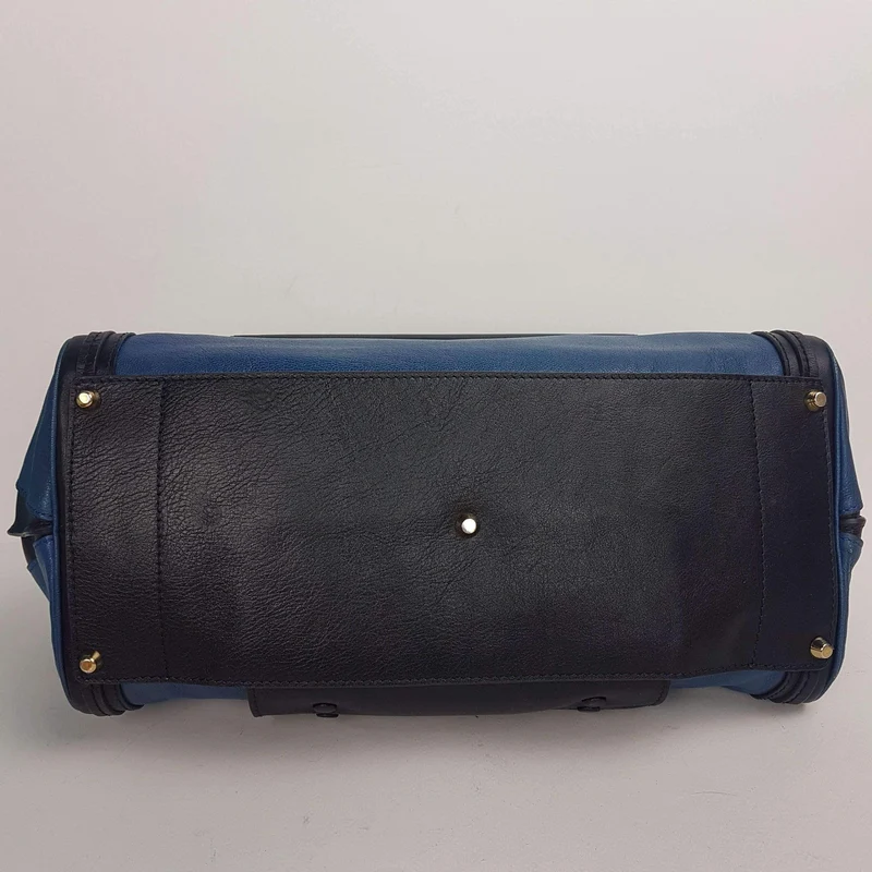 Chloe Blue/Black Leather Medium Alice Satchel Bag