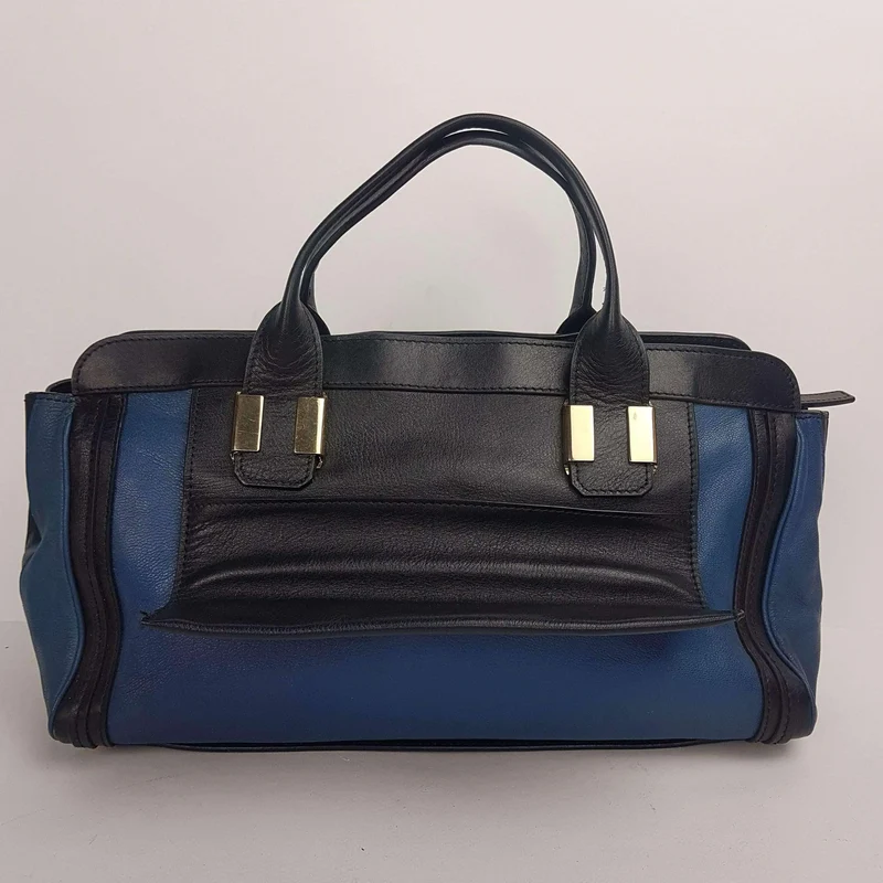 Chloe Blue/Black Leather Medium Alice Satchel Bag