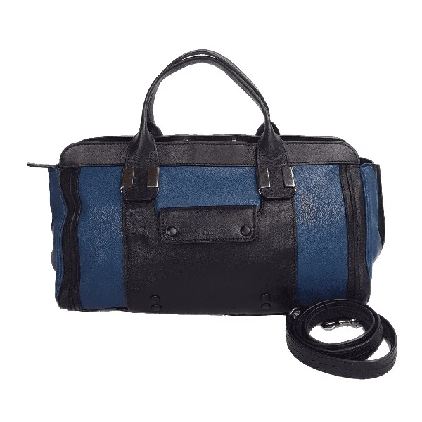 Chloe Blue/Black Leather Medium Alice Satchel Bag