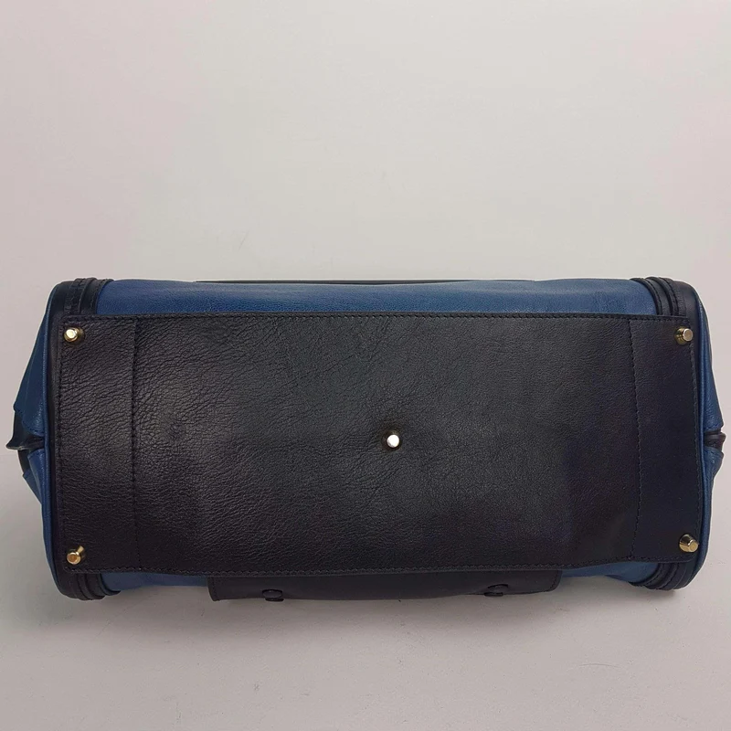 Chloe Blue/Black Leather Medium Alice Satchel Bag
