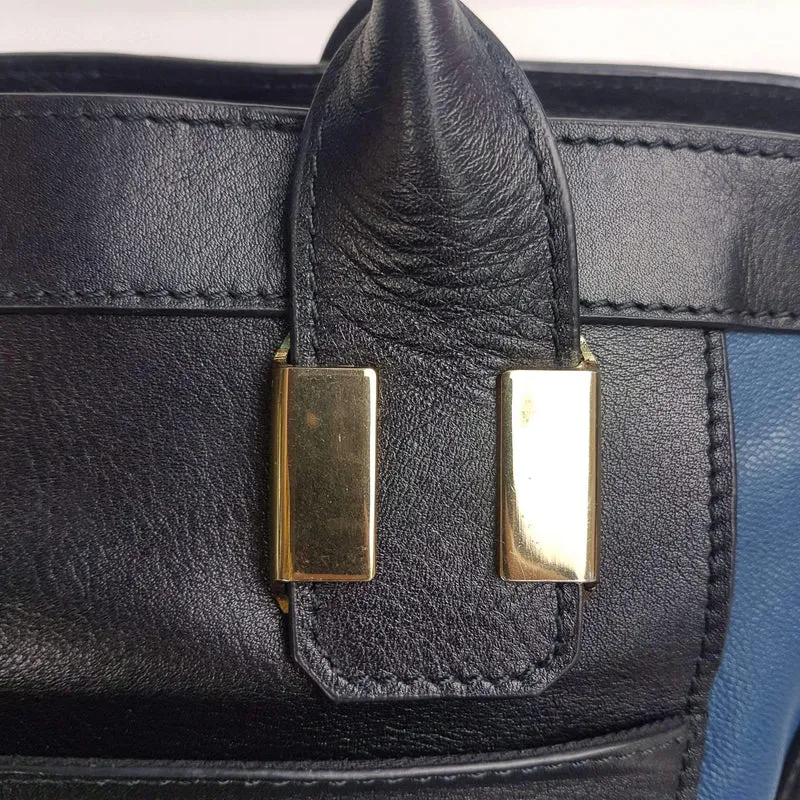 Chloe Blue/Black Leather Medium Alice Satchel Bag