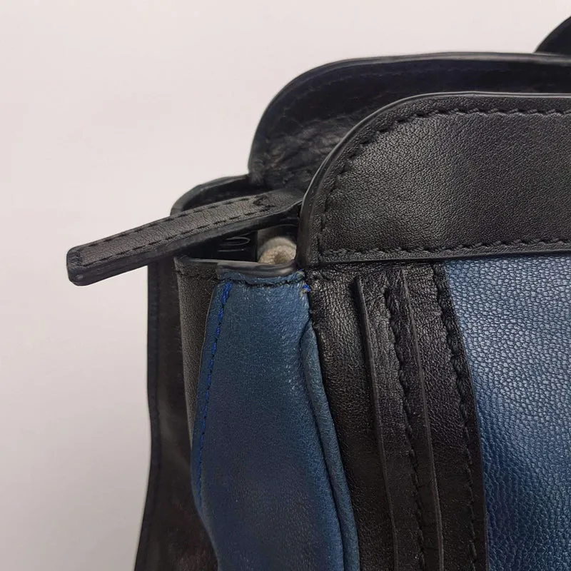 Chloe Blue/Black Leather Medium Alice Satchel Bag