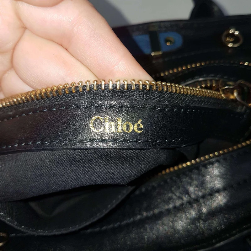 Chloe Blue/Black Leather Medium Alice Satchel Bag