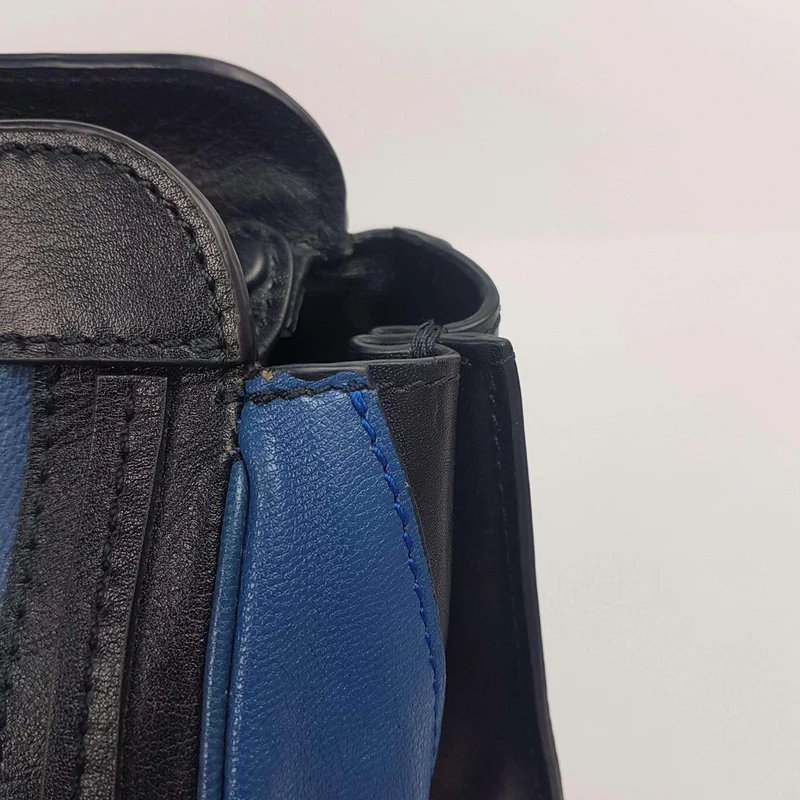 Chloe Blue/Black Leather Medium Alice Satchel Bag