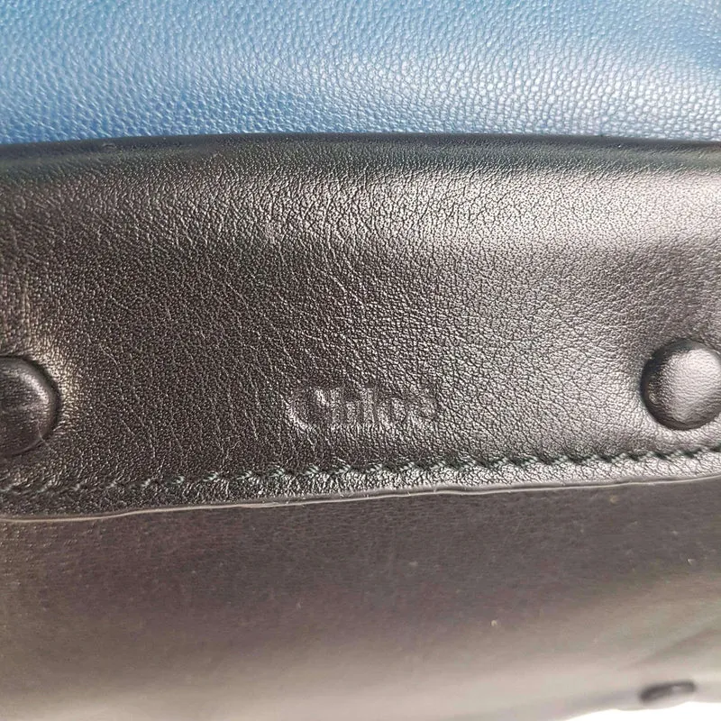Chloe Blue/Black Leather Medium Alice Satchel Bag