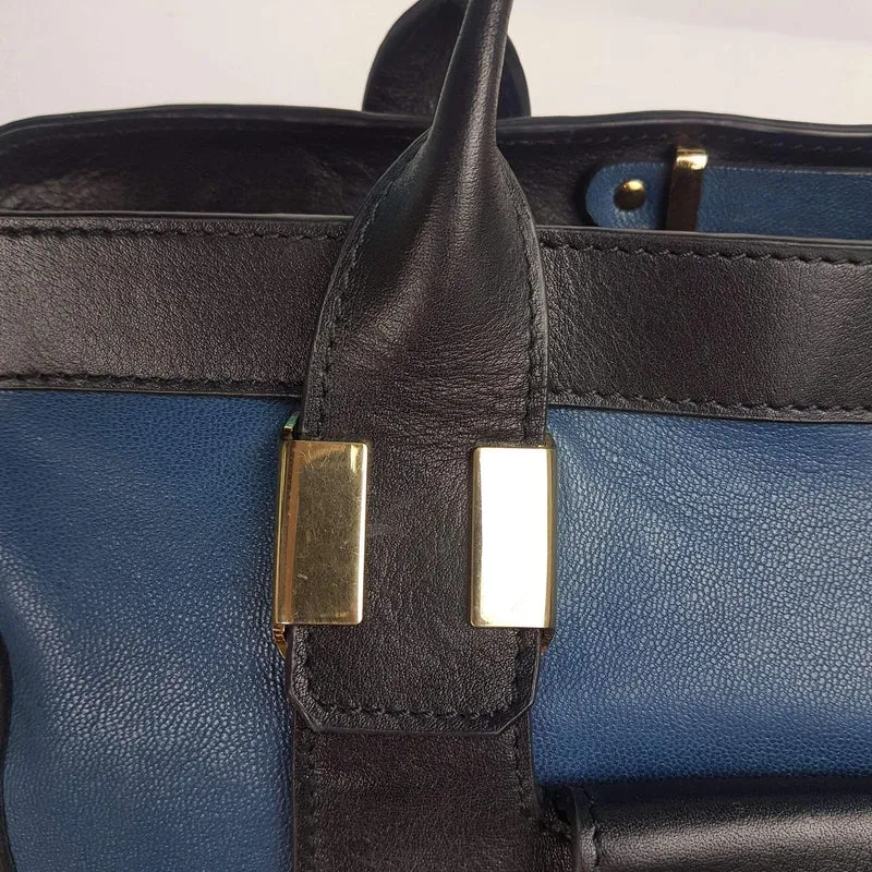 Chloe Blue/Black Leather Medium Alice Satchel Bag