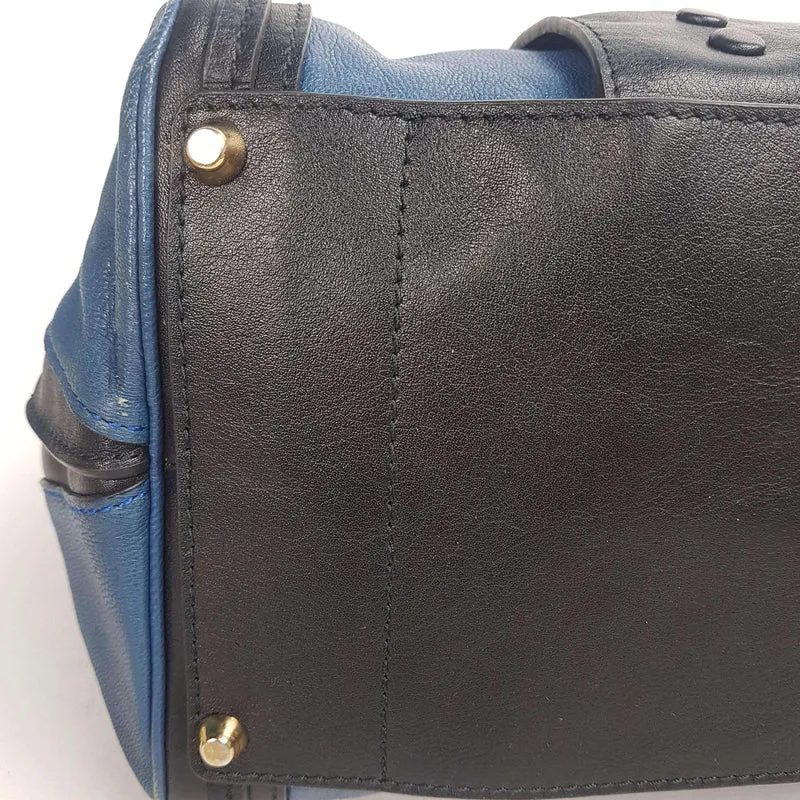 Chloe Blue/Black Leather Medium Alice Satchel Bag