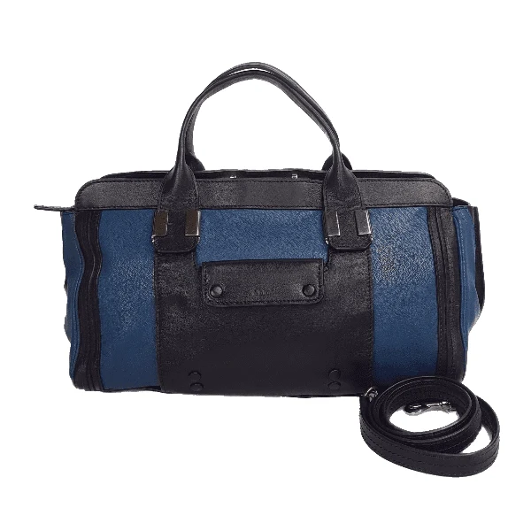 Chloe Blue/Black Leather Medium Alice Satchel Bag