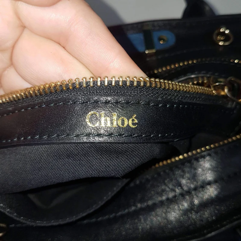 Chloe Blue/Black Leather Medium Alice Satchel Bag