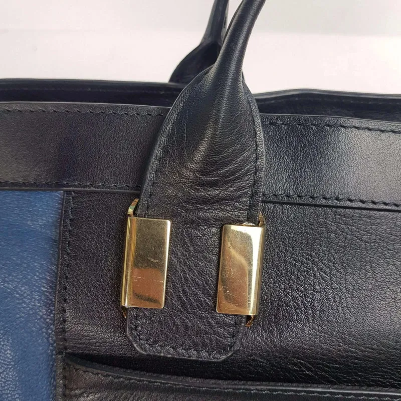 Chloe Blue/Black Leather Medium Alice Satchel Bag