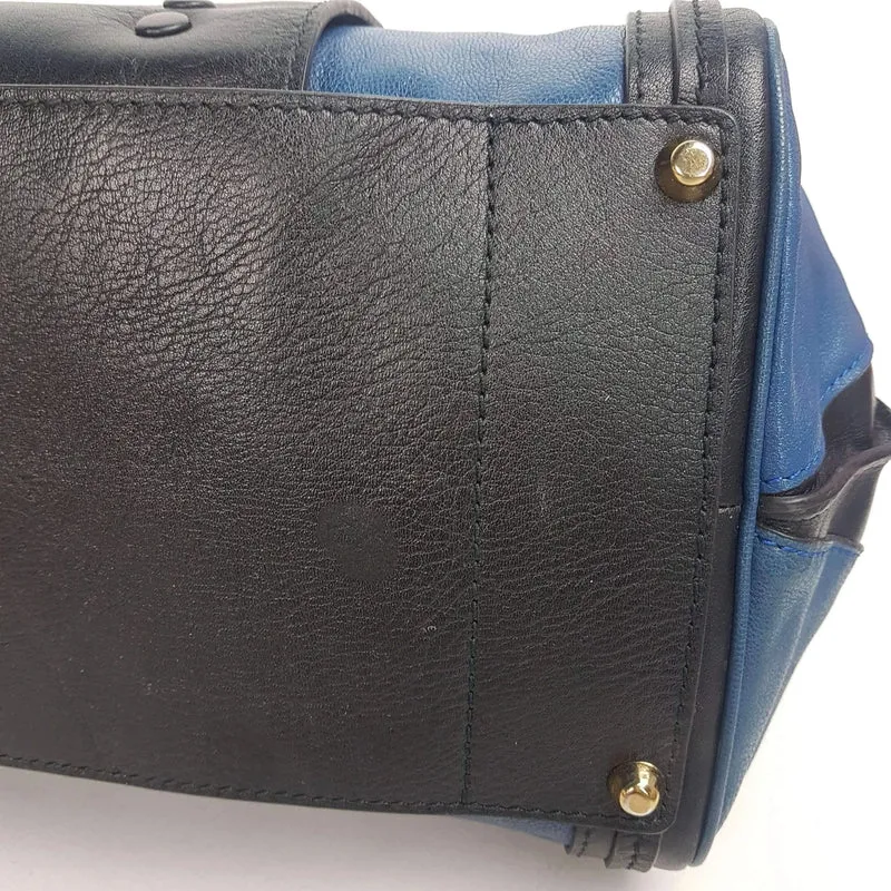 Chloe Blue/Black Leather Medium Alice Satchel Bag