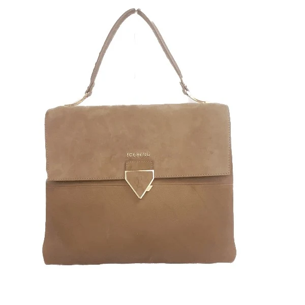 Iceberg Beige Leather Handbag with Chamois parts
