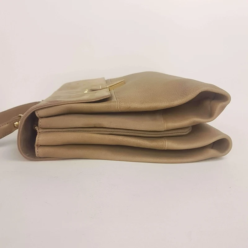 Iceberg Beige Leather Handbag with Chamois parts