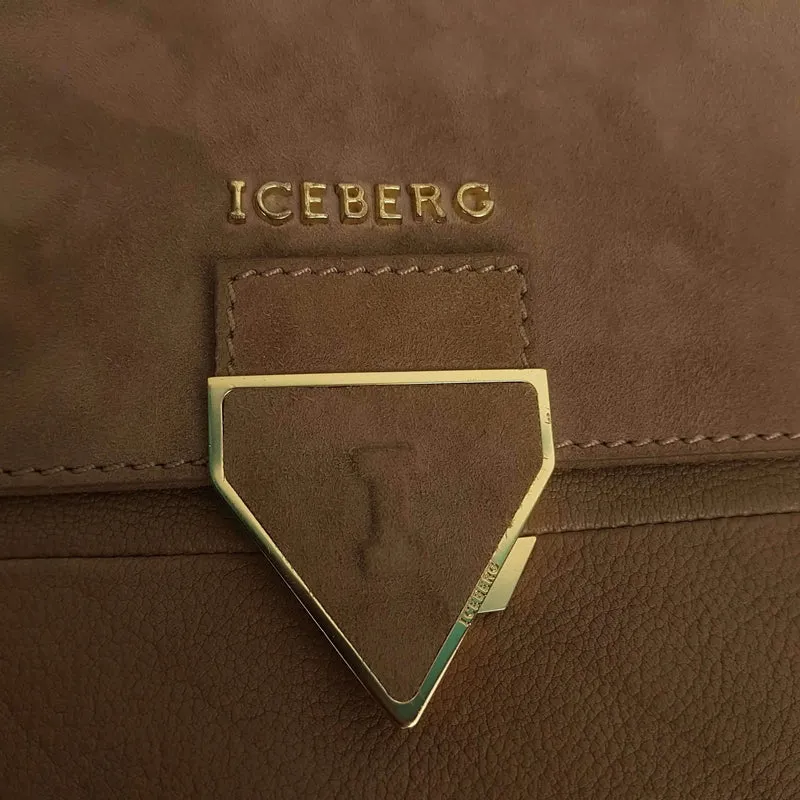 Iceberg Beige Leather Handbag with Chamois parts