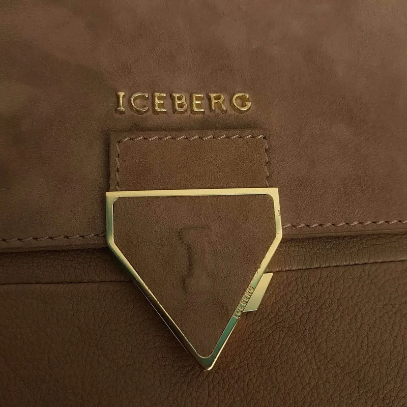 Iceberg Beige Leather Handbag with Chamois parts