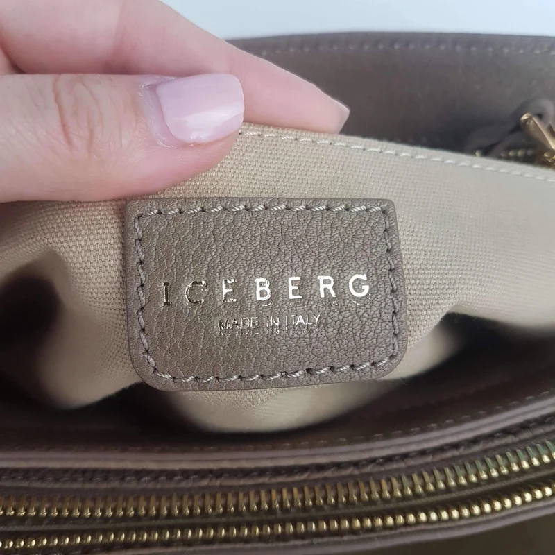 Iceberg Beige Leather Handbag with Chamois parts