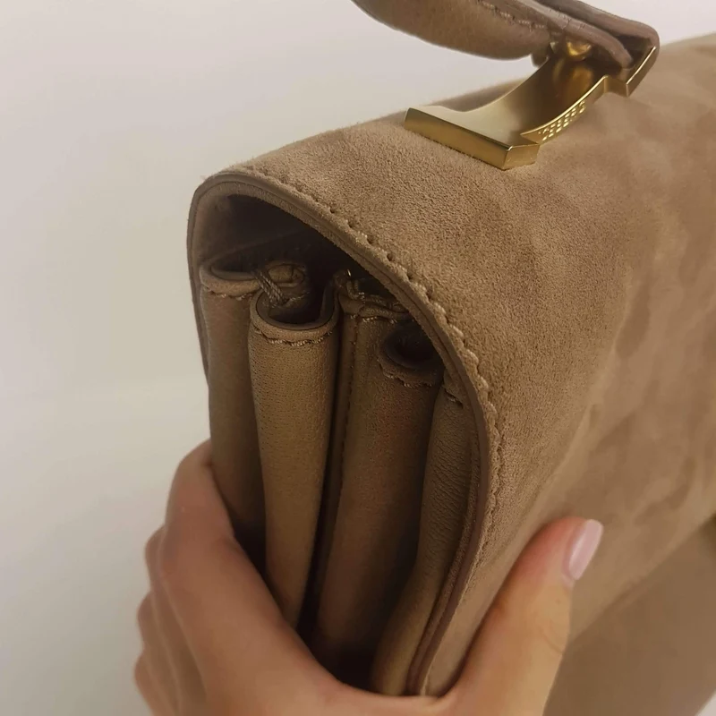 Iceberg Beige Leather Handbag with Chamois parts