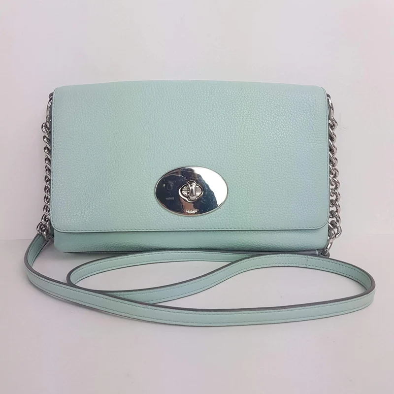 Coach Crosstown Crossbody Bag In Pebble Leather Light Green