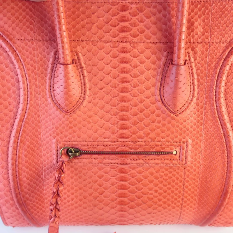 Celine Orange Python Medium Phantom Luggage Tote Bag