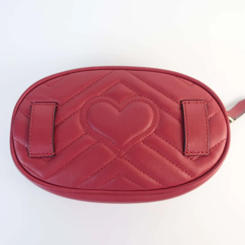 Gucci Red Quilted Leather GG Marmont Waist Belt Bag