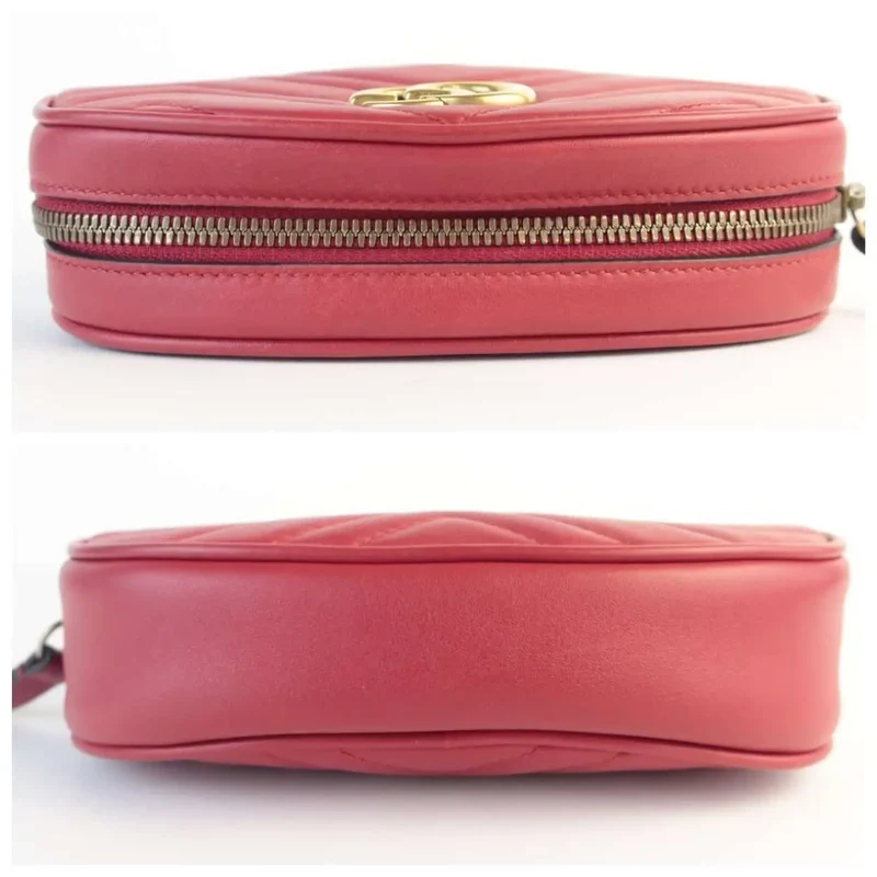 Gucci Red Quilted Leather GG Marmont Waist Belt Bag