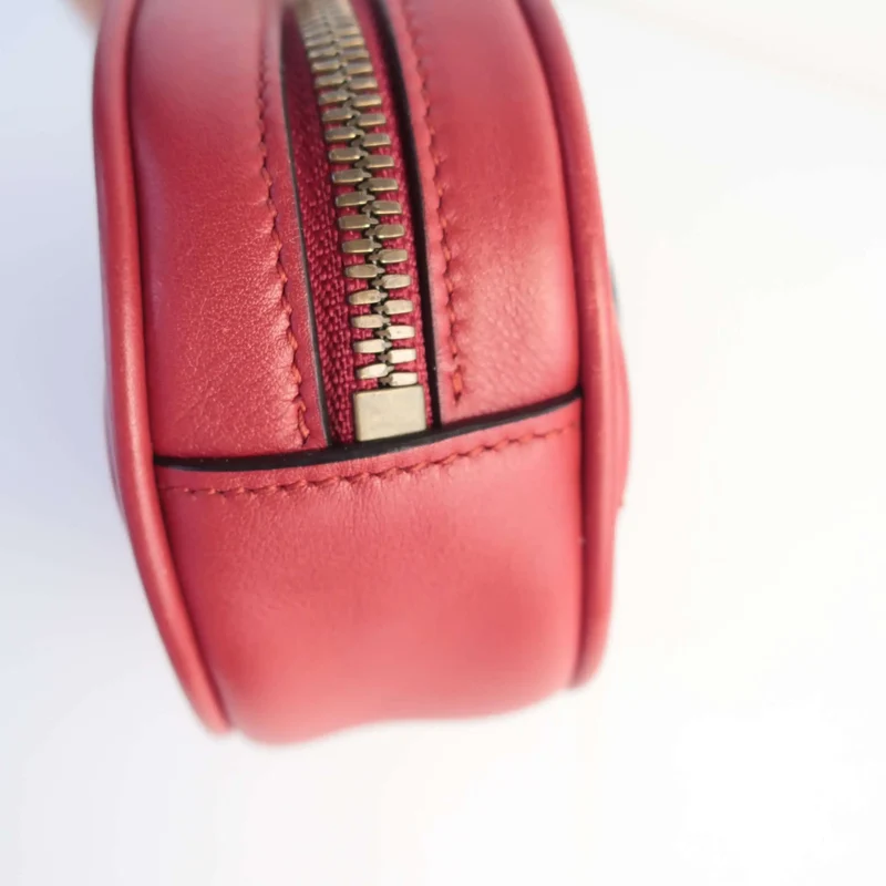 Gucci Red Quilted Leather GG Marmont Waist Belt Bag