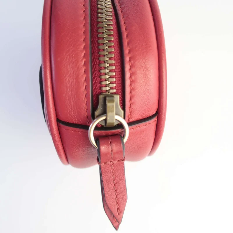 Gucci Red Quilted Leather GG Marmont Waist Belt Bag