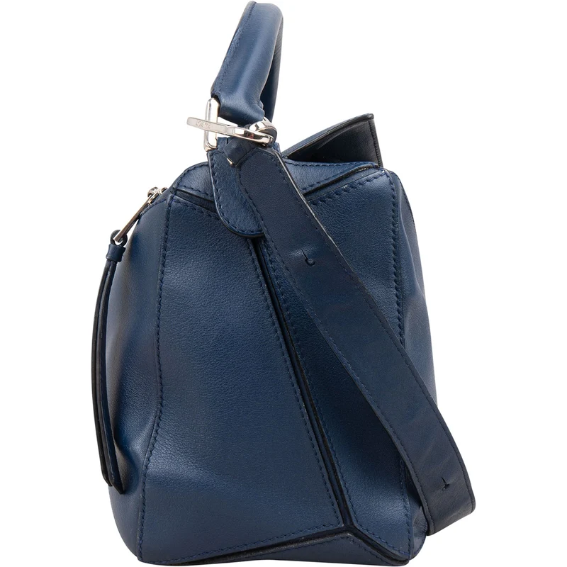 Loewe Blue Grained Calfskin Puzzle Crossbody Handbag