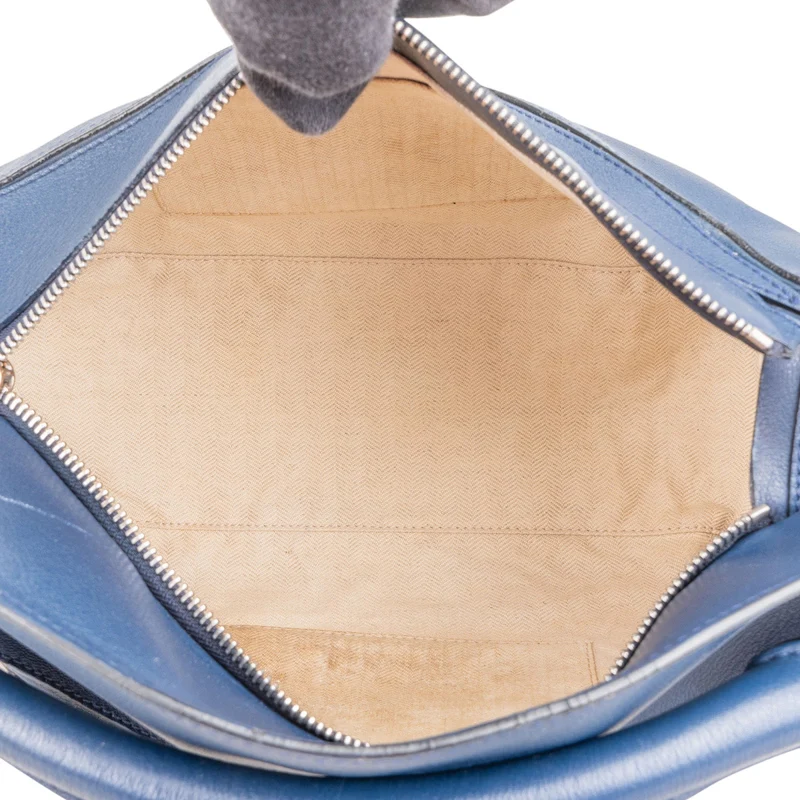 Loewe Blue Grained Calfskin Puzzle Crossbody Handbag