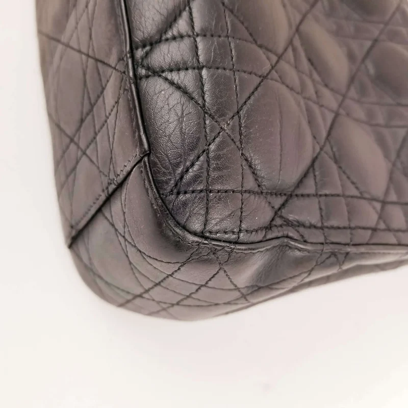 Christian Dior Black Cannage Quilted Lambskin Leather Miss Dior Large Flap Bag