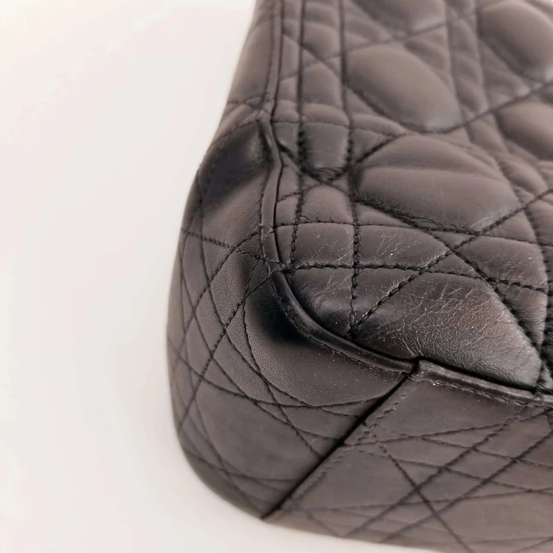 Christian Dior Black Cannage Quilted Lambskin Leather Miss Dior Large Flap Bag