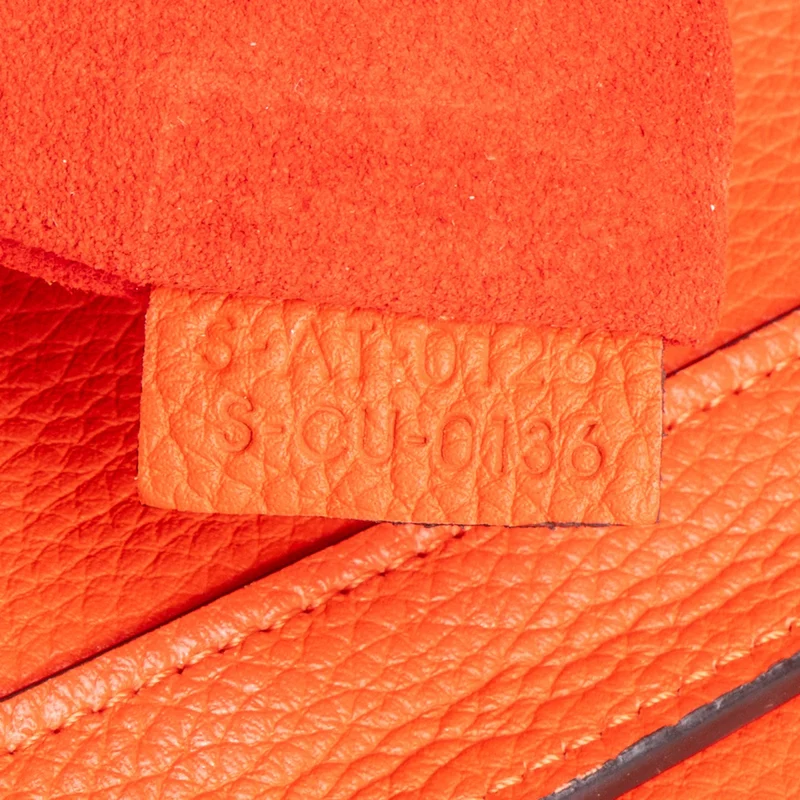 Céline Orange Grained Leather Luggage Handbag