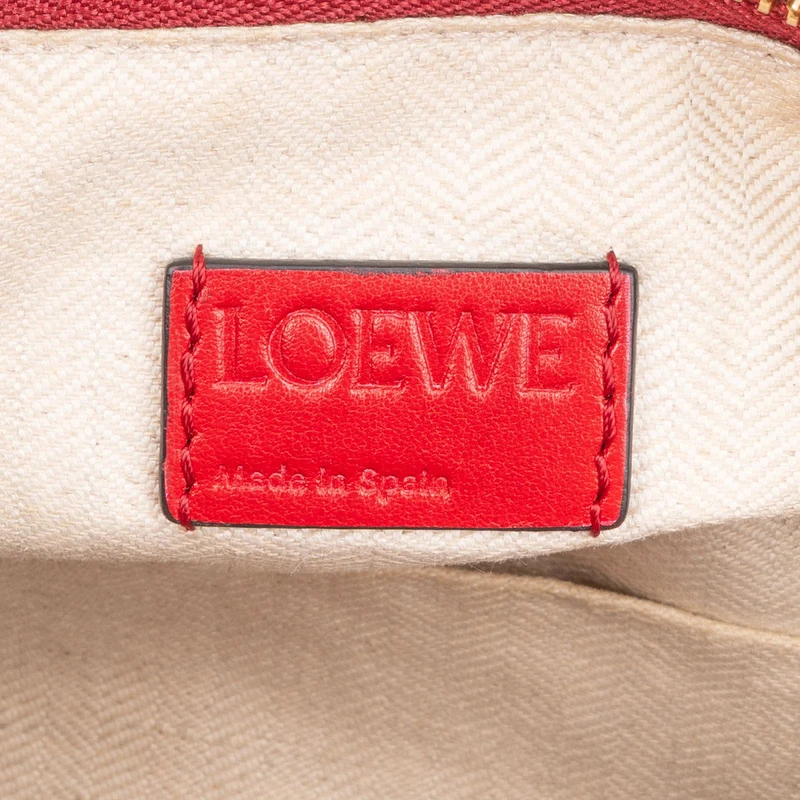 Loewe Red Grained Calfskin Puzzle Crossbody Handbag