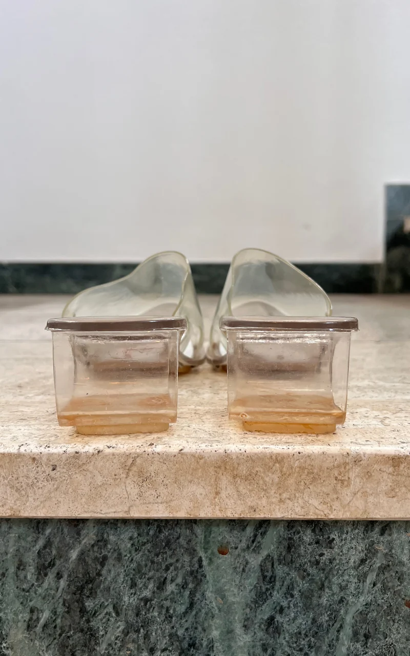 Vintage 60s Clear Mules 40