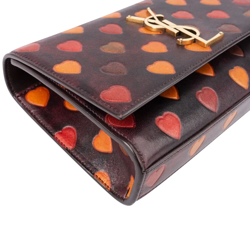Saint Laurent Leather Heart Print Kate Crossbody Bag