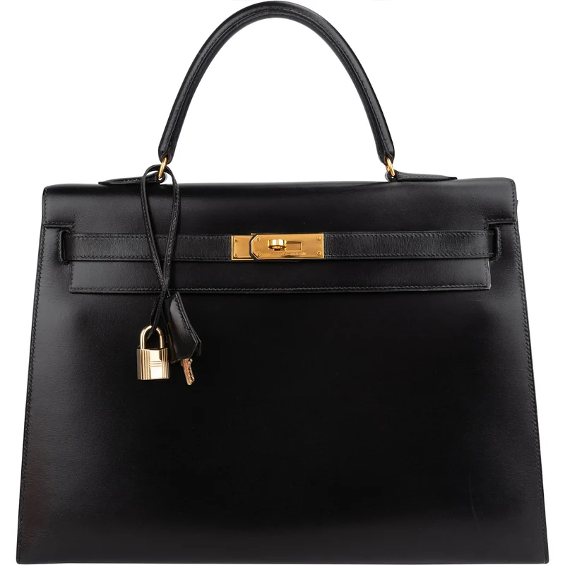 Hermès Noir Boxcalf Kelly 35 Sellier Handbag