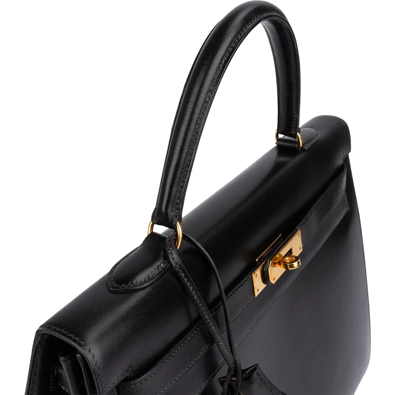 Hermès Noir Boxcalf Kelly 35 Sellier Handbag