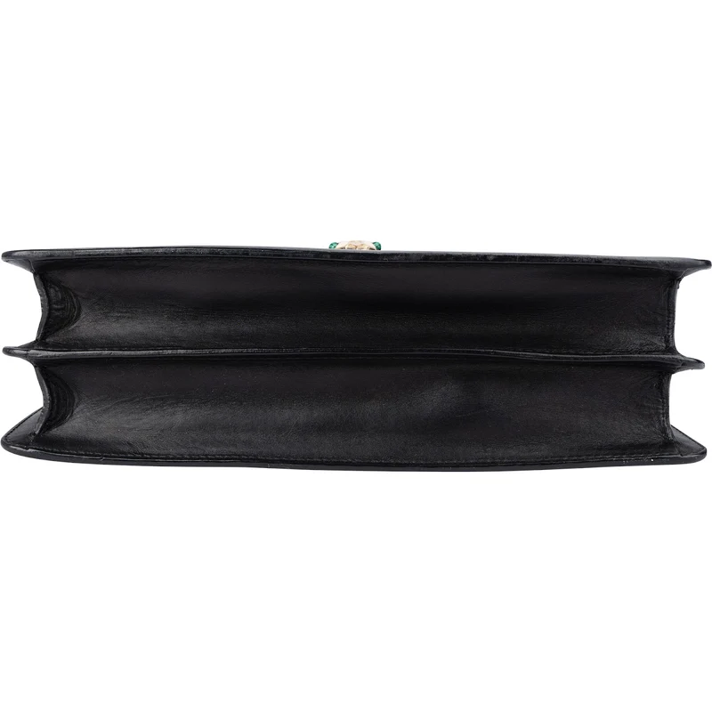 Bvlgari Black Leather Serpenti Forever Flap Shoulder Bag