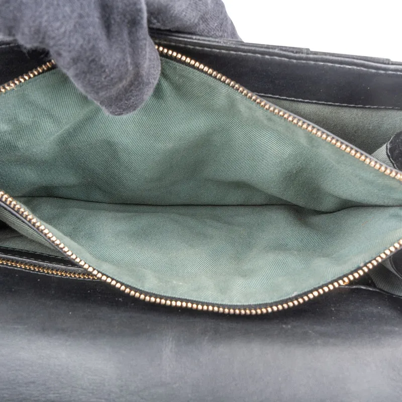 Bvlgari Black Leather Serpenti Forever Flap Shoulder Bag