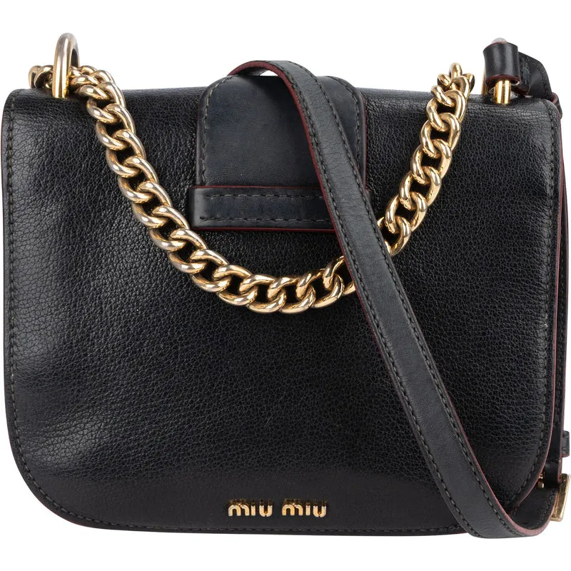Miu Miu Grained Leather Club Flap Crossbody Bag