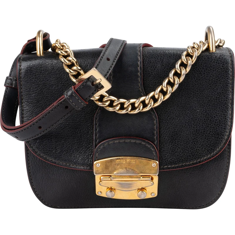 Miu Miu Grained Leather Club Flap Crossbody Bag